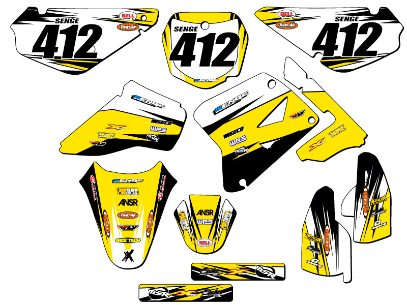 2005-2023 RM 85 VELOCITY Yellow Senge Graphics Kit Compatible with Suzuki - Picture 8 of 10
