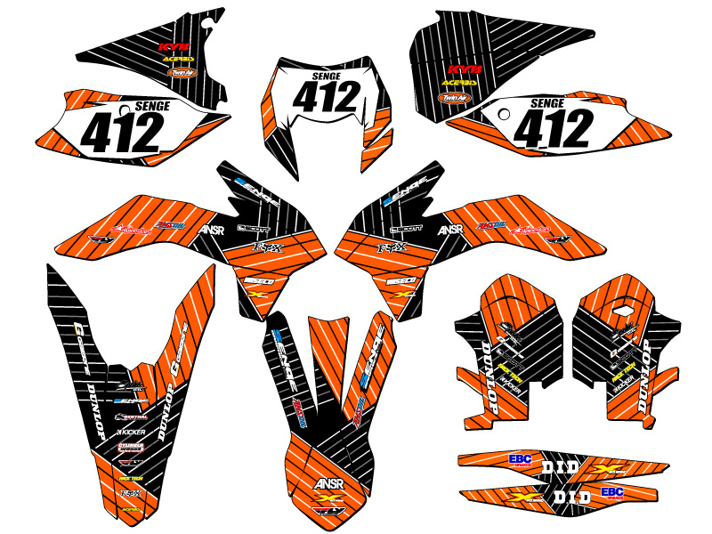 2014-2015 EXC-F RACE SERIES Orange Senge Graphics Kit Compatible with KTM - Picture 8 of 10