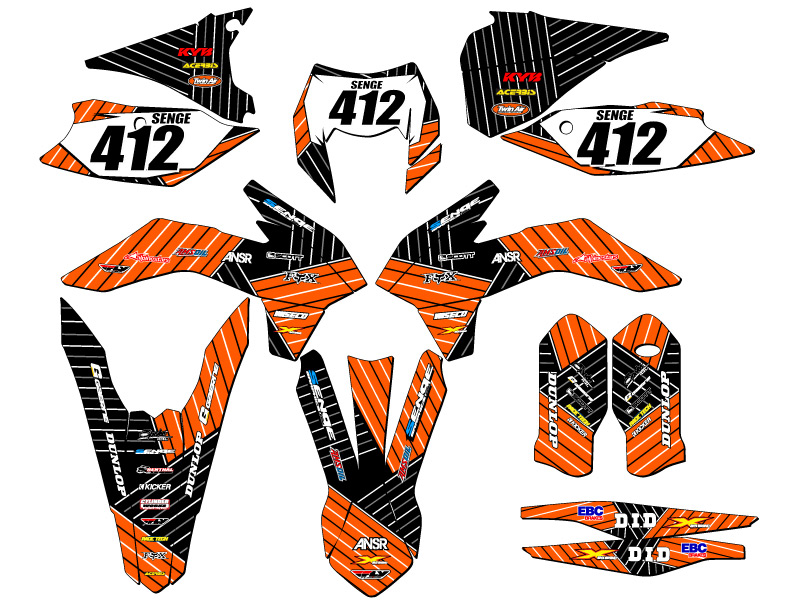 2016 EXC-F RACE SERIES Orange Senge Graphics Kit Compatible with KTM - Picture 8 of 10