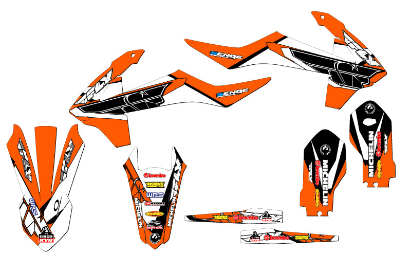 Kit de gráficos Orange Senge 2018-2023 SX 85 13 FLY compatible con KTM - Imagen 2 de 10