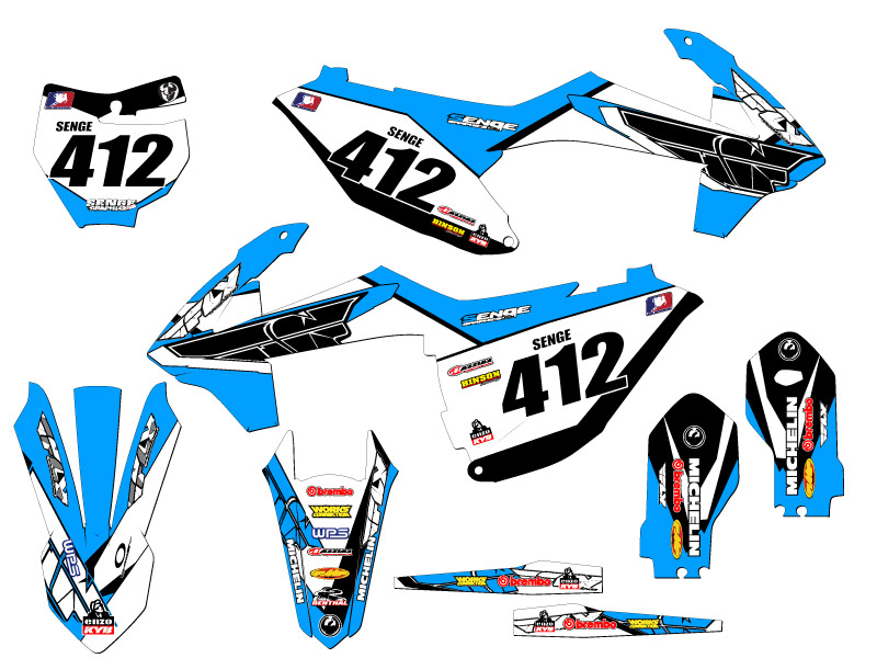 Kit de gráficos Sky Blue Senge 2018-2023 SX 85 13 13 FLY compatible con KTM - Imagen 8 de 10