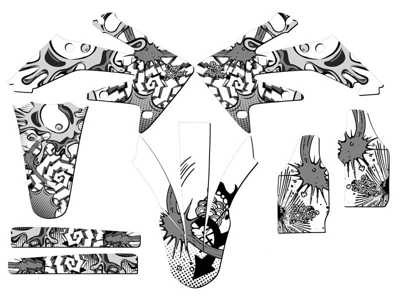 2006-2007 CRF 250 R ZANY White Senge Graphics Kit Compatible with Honda - Foto 2 di 10