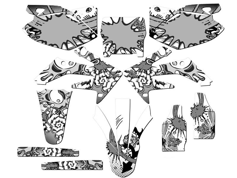 2006-2007 CRF 250 R ZANY White Senge Graphics Kit Compatible with Honda - Foto 5 di 10