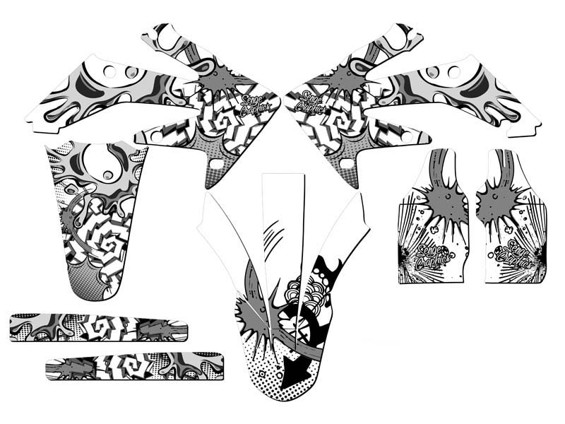 2008-2009 CRF 250 R ZANY White Senge Graphics Kit Compatible with Honda - Picture 2 of 10