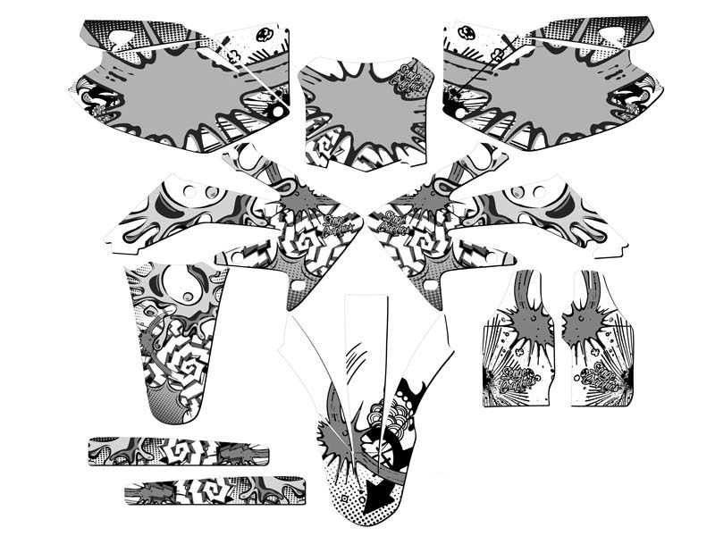 2008-2009 CRF 250 R ZANY White Senge Graphics Kit Compatible with Honda - Picture 5 of 10