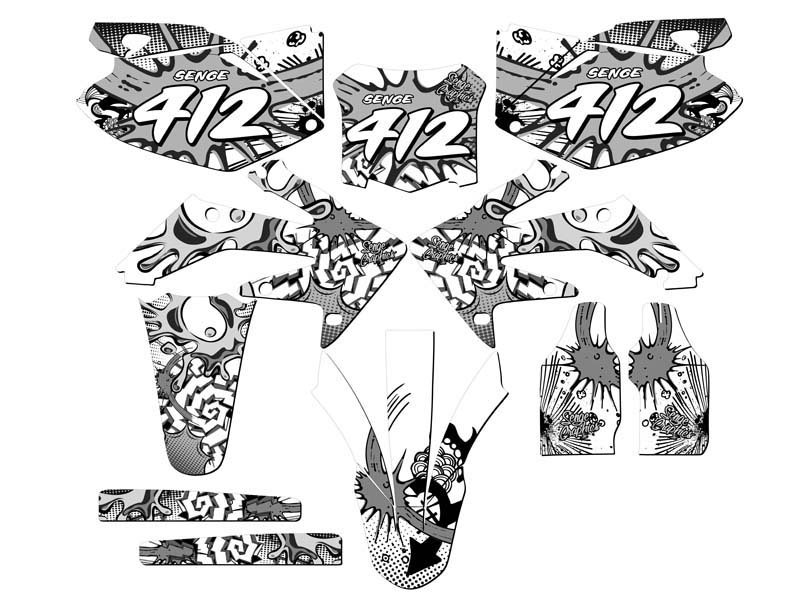 2008-2009 CRF 250 R ZANY White Senge Graphics Kit Compatible with Honda - Picture 8 of 10