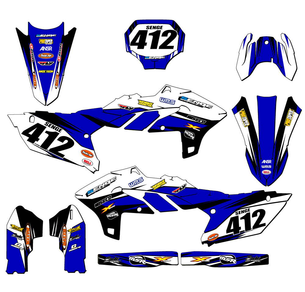 2023-2025 YZ 450 F VELOCITY Blue Senge Graphics Kit Compatible with Yamaha - Picture 8 of 10