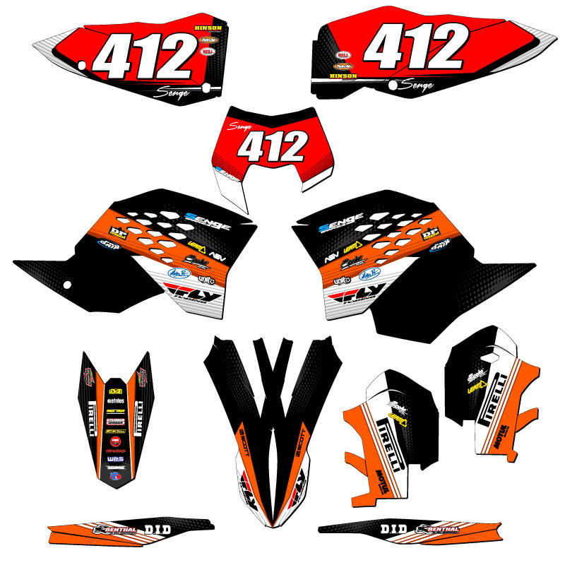 Kit de gráficos EXC-F RICOCHET Orange Senge 2012-2013 compatible con KTM - Imagen 8 de 10