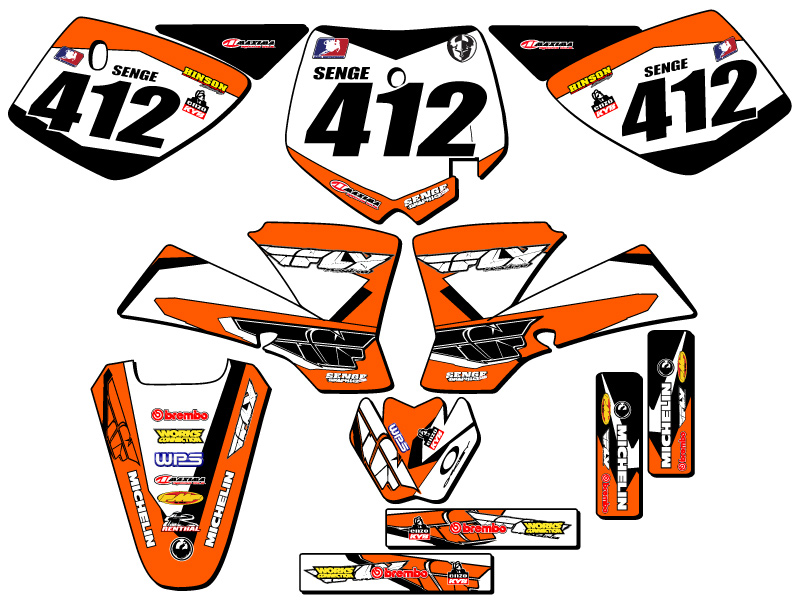 Kit de gráficos SX 50 13 FLY 2002-2008 naranja Senge compatible con KTM - Imagen 8 de 10