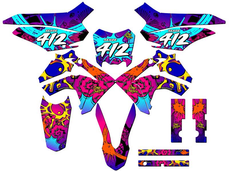 2013-2018 CRF 125 ZANY Pink Senge Graphics Kit Compatible with Honda - Picture 8 of 10