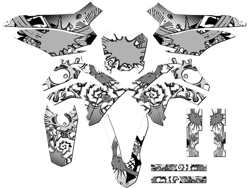 2013-2018 CRF 125 ZANY White Senge Graphics Kit Compatible with Honda - Picture 5 of 10