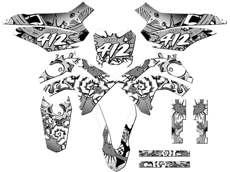 2013-2018 CRF 125 ZANY White Senge Graphics Kit Compatible with Honda - Picture 8 of 10