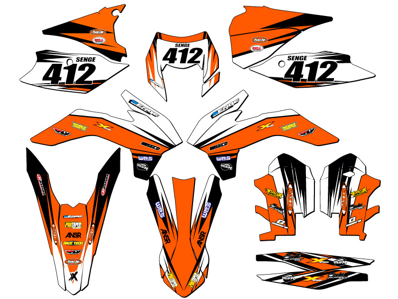 2014-2015 EXC-F VELOCITY Orange Senge Graphics Kit Compatible with KTM - Bild 8 von 10