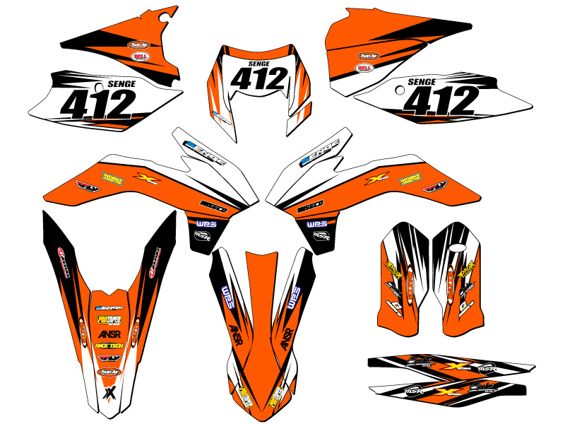 Kit de gráficos EXC-F VELOCITY Orange Senge 2016 compatible con KTM - Imagen 8 de 10