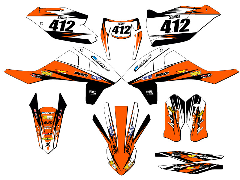 Kit de gráficos EXC-F VELOCITY 2017-2019 Orange Senge compatible con KTM - Imagen 8 de 10