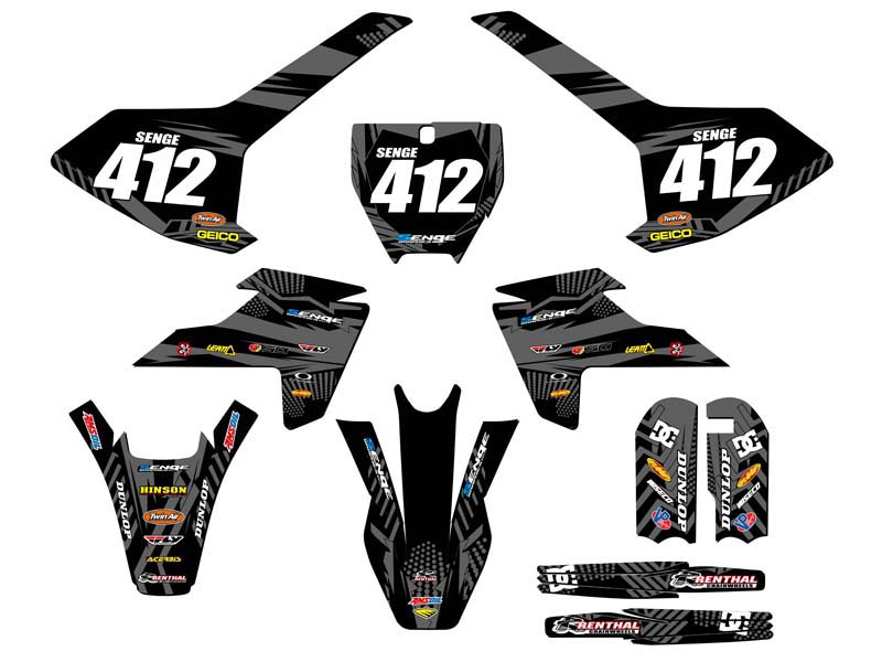 Kit de gráficos TC 65 MAYHEM 2016-2018 Black Senge compatible con Husqvarna - Imagen 8 de 10