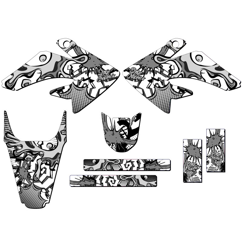 2004-2010 CRF 100 ZANY White Senge Graphics Kit Compatible with Honda - Picture 2 of 10