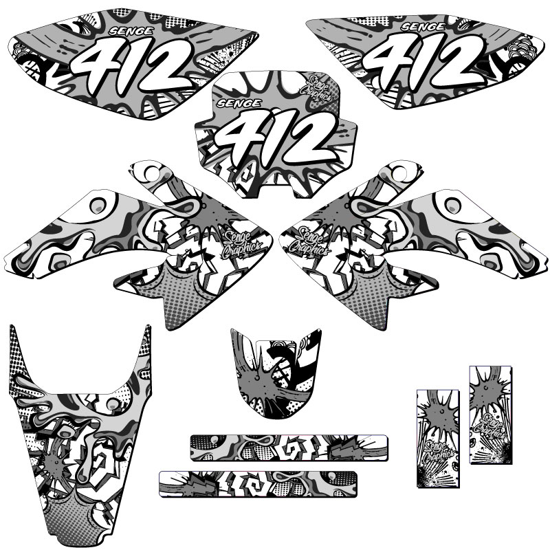 2004-2010 CRF 100 ZANY White Senge Graphics Kit Compatible with Honda - Picture 8 of 10
