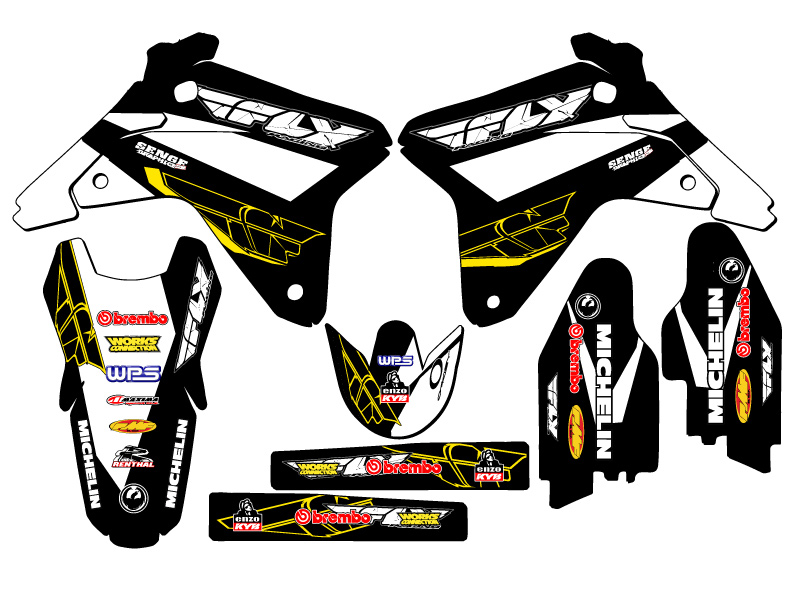 RMZ 450 2005-2006 13 FLY Black Senge kit de gráficos compatible con Suzuki - Imagen 2 de 10