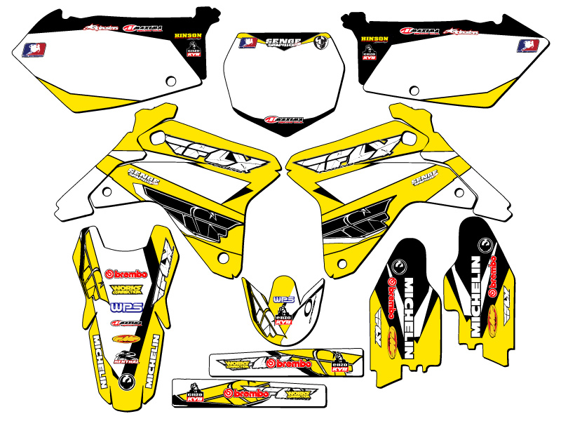 2005-2006 RMZ 450 13 FLY Yellow Senge Graphics Kit Compatible with Suzuki - Picture 8 of 10
