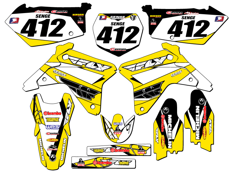 2005-2006 RMZ 450 13 FLY Yellow Senge Graphics Kit Compatible with Suzuki - Picture 2 of 10