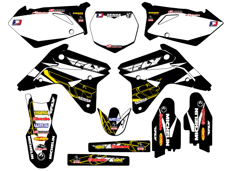RMZ 450 2007 13 FLY Black Senge kit de gráficos compatible con Suzuki - Imagen 5 de 10