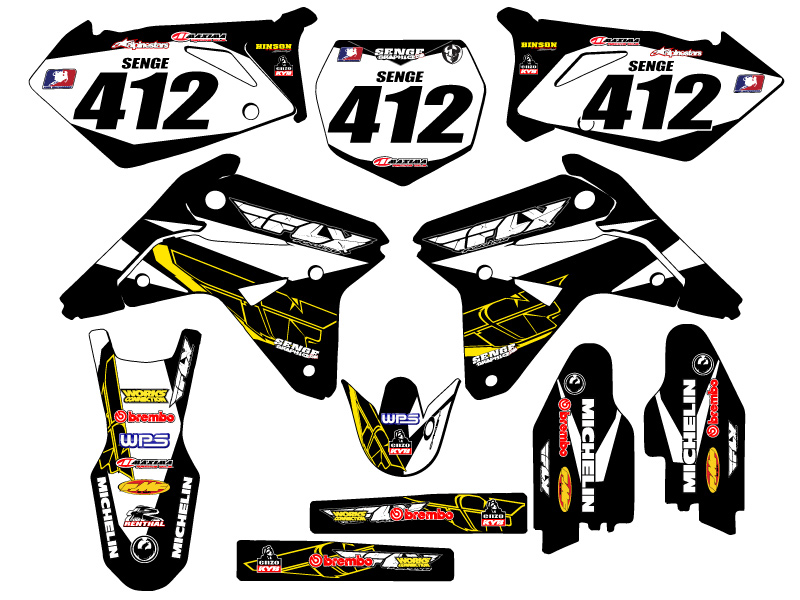 RMZ 450 2007 13 FLY Black Senge kit de gráficos compatible con Suzuki - Imagen 8 de 10