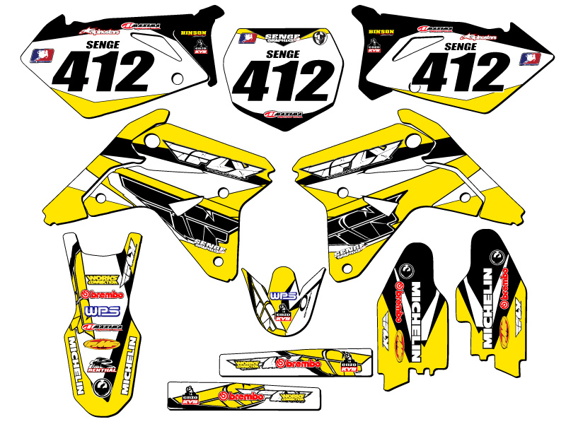 2007 RMZ 450 13 FLY Yellow Senge Graphics Kit Compatible with Suzuki - Picture 2 of 10
