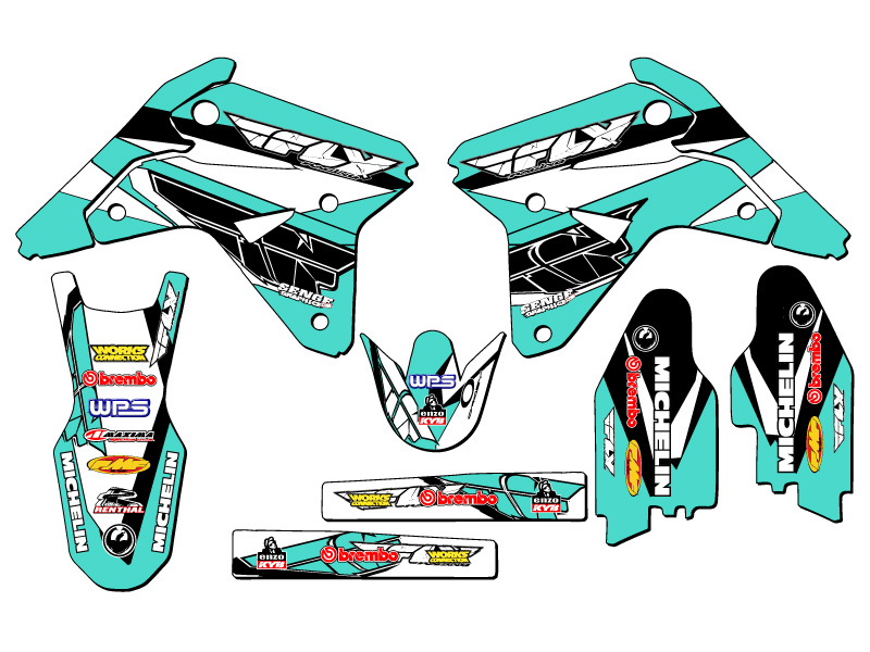 RMZ 450 2007 13 FLY kit de gráficos turquesa Senge compatible con Suzuki - Imagen 2 de 10