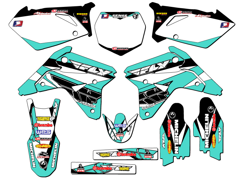 RMZ 450 2007 13 FLY kit de gráficos turquesa Senge compatible con Suzuki - Imagen 5 de 10