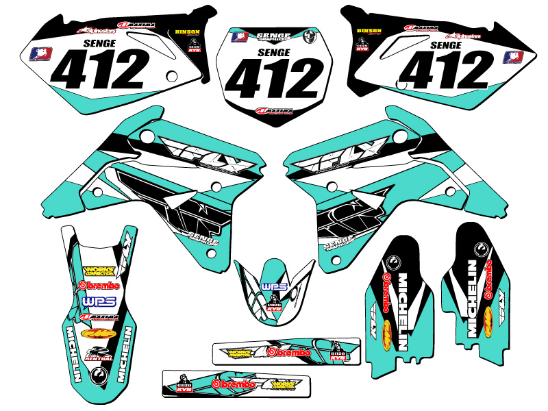 RMZ 450 2007 13 FLY kit de gráficos turquesa Senge compatible con Suzuki - Imagen 8 de 10