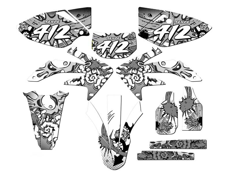 2005-2007 CRF 450 X ZANY White Senge Graphics Kit Compatible with Honda - Picture 8 of 10