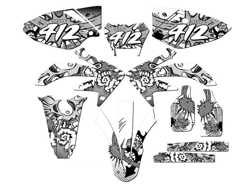 2008-2018 CRF 450 X ZANY White Senge Graphics Kit Compatible with Honda - Picture 8 of 10