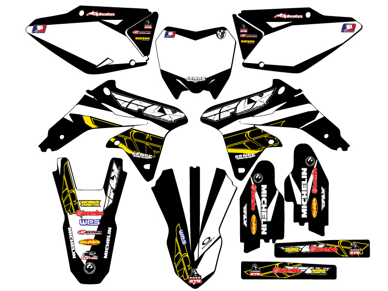 2008-2017 RMZ 450 13 FLY Black Senge Graphics Kit Compatible with Suzuki - Picture 5 of 10