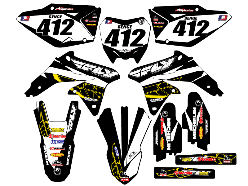 2008-2017 RMZ 450 13 FLY Black Senge Graphics Kit Compatible with Suzuki - Picture 8 of 10