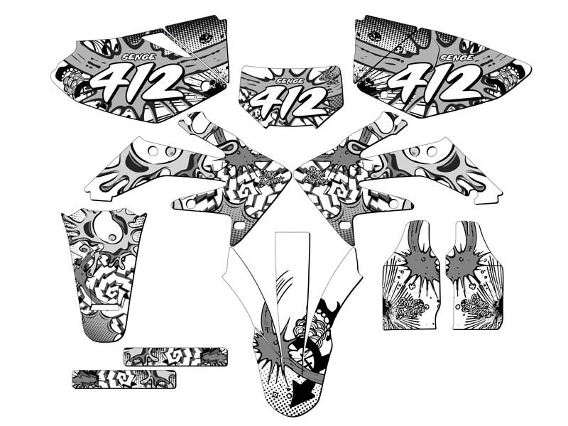 2004-2018 CRF 250 X ZANY White Senge Graphics Kit Compatible with Honda - Picture 8 of 10