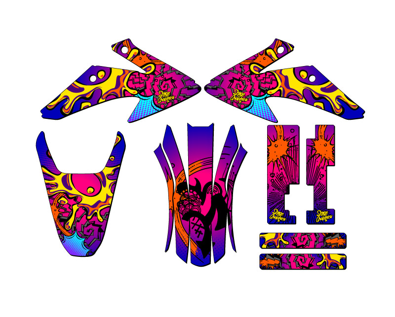 2008-2014 CRF 230 F ZANY Pink Senge Graphics Kit Compatible with Honda - Picture 2 of 10