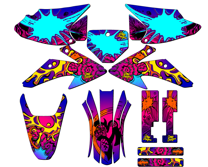 2008-2014 CRF 230 F ZANY Pink Senge Graphics Kit Compatible with Honda - Picture 5 of 10