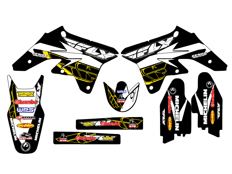 2007-2009 RMZ 250 13 FLY Black Senge Graphics Kit Compatible with Suzuki - Picture 2 of 10