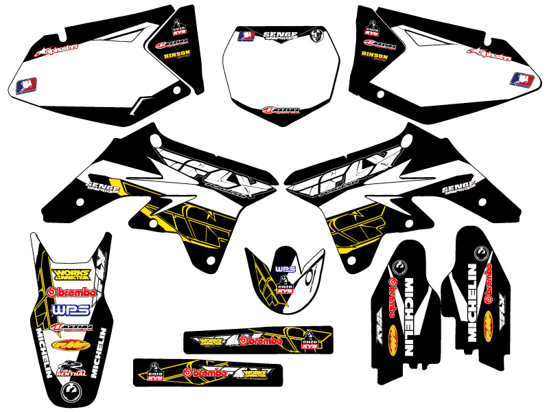2007-2009 RMZ 250 13 FLY Black Senge Graphics Kit Compatible with Suzuki - Picture 5 of 10