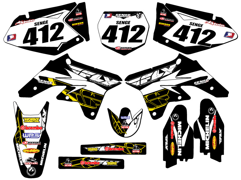 2007-2009 RMZ 250 13 FLY Black Senge Graphics Kit Compatible with Suzuki - Picture 8 of 10