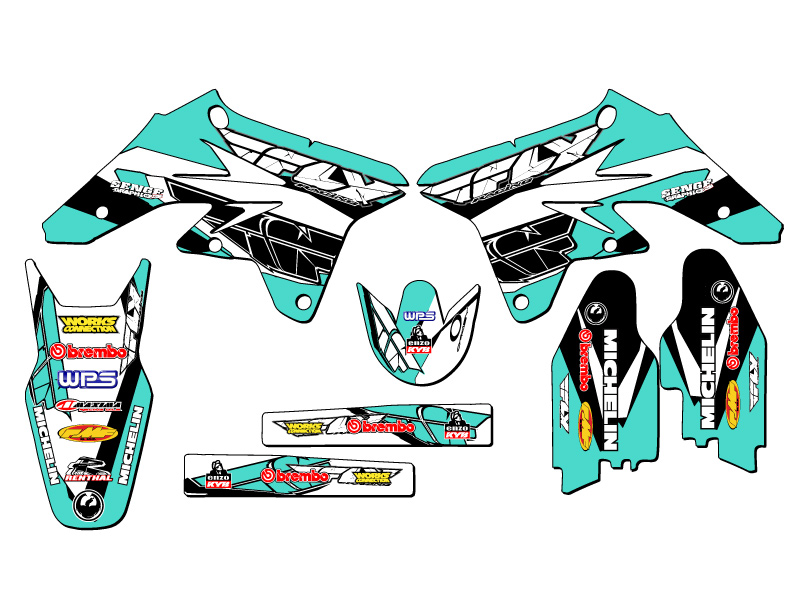 Kit de gráficos Senge turquesa 2007-2009 RMZ 250 13 FLY compatible con Suzuki - Imagen 5 de 10