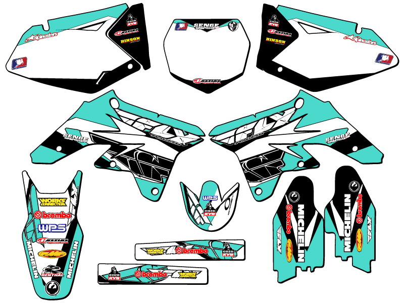 Kit de gráficos Senge turquesa 2007-2009 RMZ 250 13 FLY compatible con Suzuki - Imagen 8 de 10