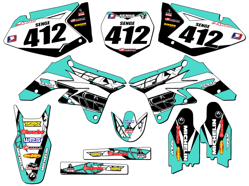 Kit de gráficos Senge turquesa 2007-2009 RMZ 250 13 FLY compatible con Suzuki - Imagen 2 de 10