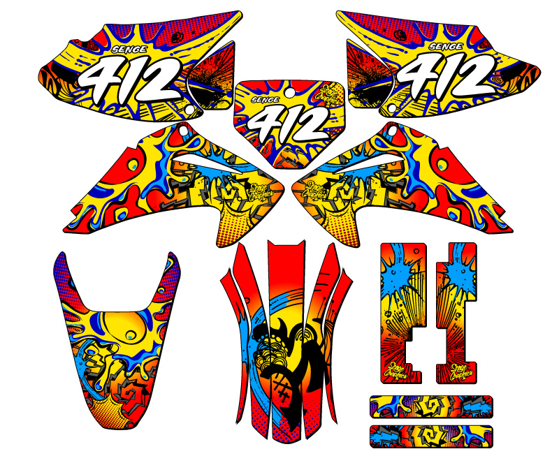2003-2007 CRF 150 F ZANY Red Senge Graphics Kit Compatible with Honda - Picture 8 of 10