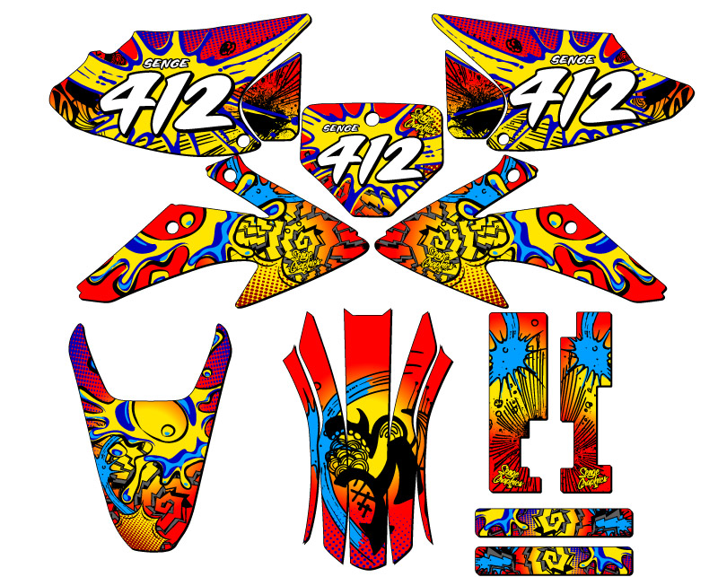 2008-2014 CRF 150 F ZANY Red Senge Graphics Kit Compatible with Honda - Picture 8 of 10