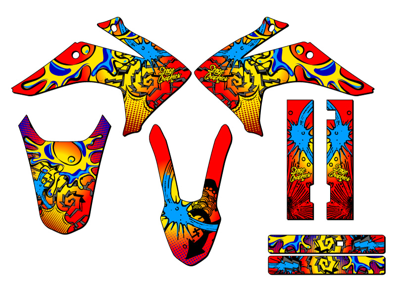 2015-2020 CRF 150 F ZANY Red Senge Graphics Kit Compatible with Honda - Picture 2 of 10