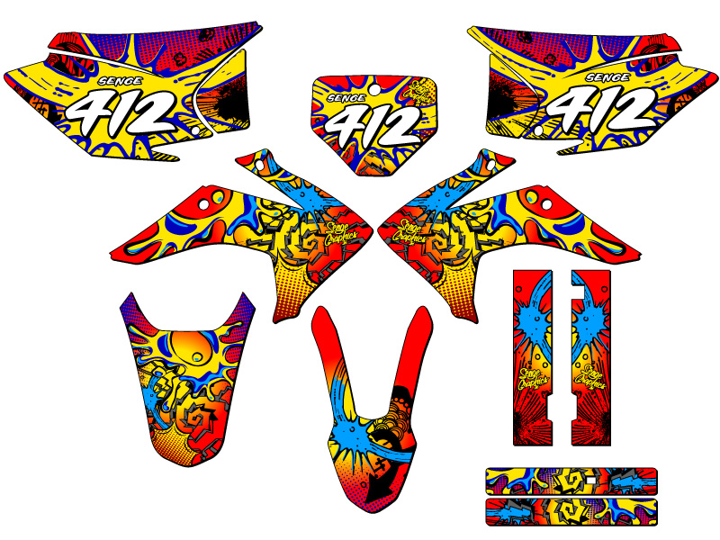 2015-2020 CRF 150 F ZANY Red Senge Graphics Kit Compatible with Honda - Picture 8 of 10
