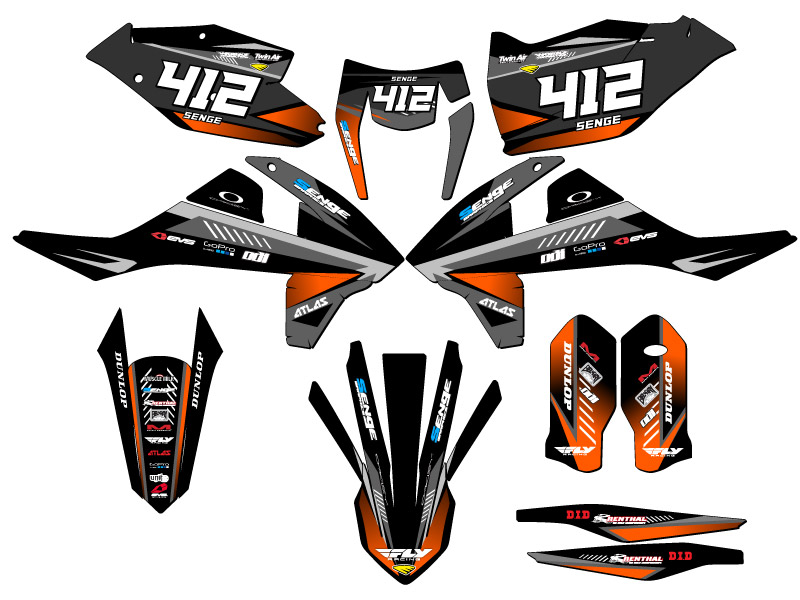 Kit de gráficos Senge EXC-F SURGE 2017-2019 negro compatible con KTM - Imagen 8 de 10