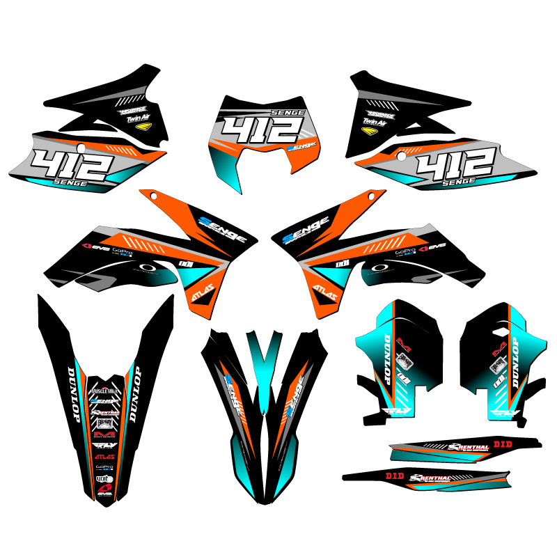 Kit de gráficos EXC-F SURGE 2012-2013 naranja Senge compatible con KTM - Imagen 8 de 10